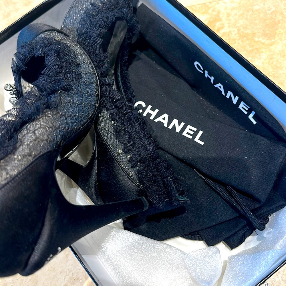 Black Chanel stilettos